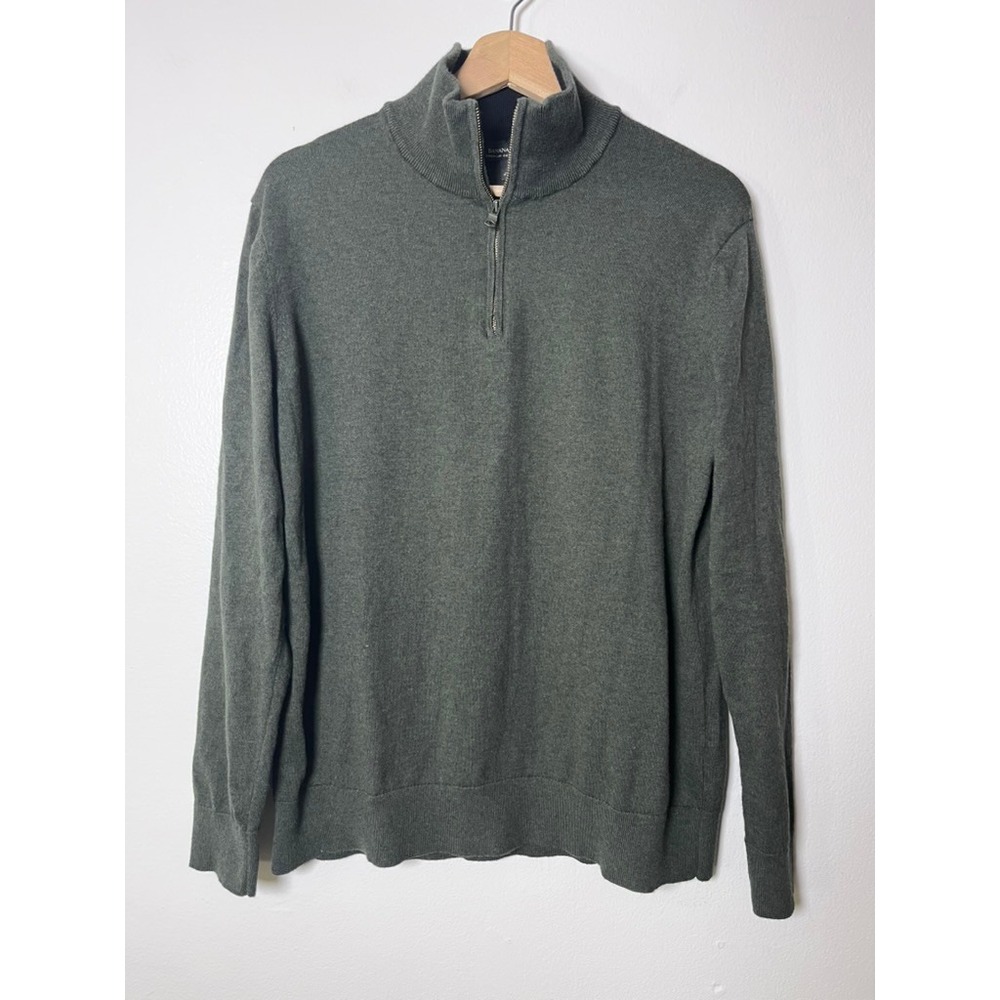 Banana Republic Men's 1/4 Zip Sweater Cotton Cashmere in Green size large